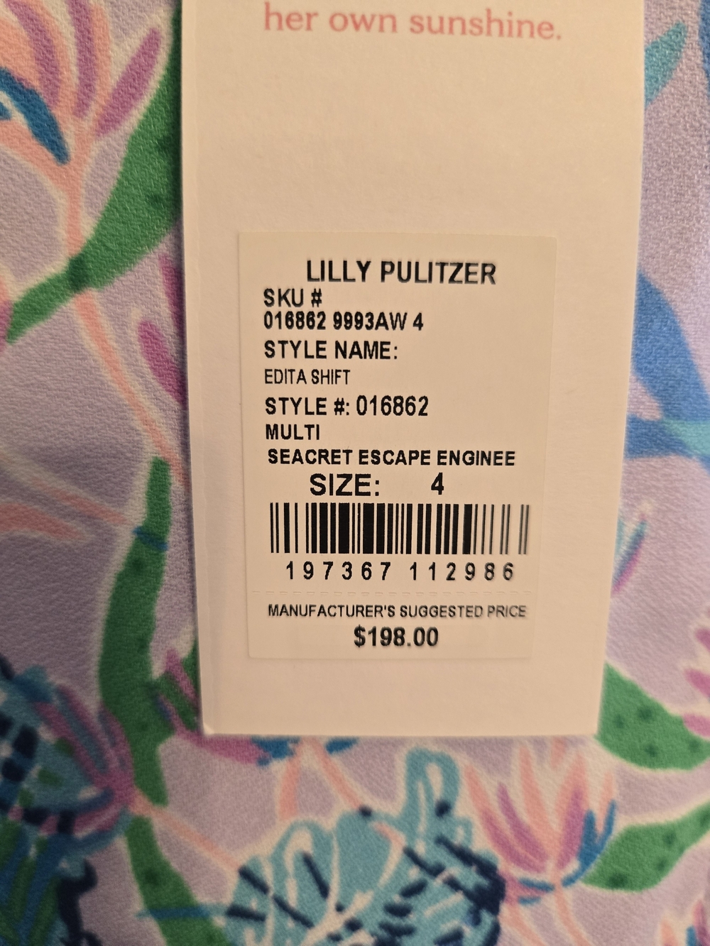 Lilly Pulitzer Pink Shift Dress with Green & Blue Botanical Print - Picture 8 of 8